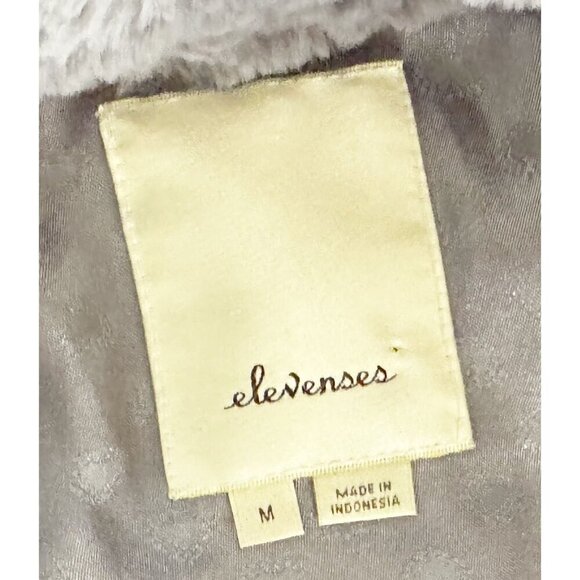 ANTHROPOLOGIE Elevenses Grey Faux Fur High Collar Jacket Coat Sz M - Picture 7 of 8